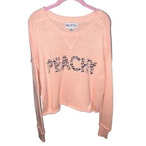 Wildfox Peachy Jeweled Chunky Knit Crew Sweater